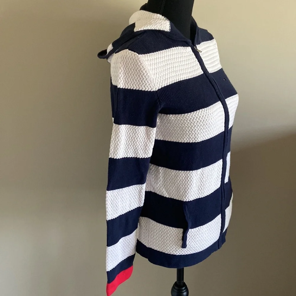 Tommy Hilfiger blue and white hoodie with pockets! Women’s size Medium.  EUC! - Picture 4 of 12